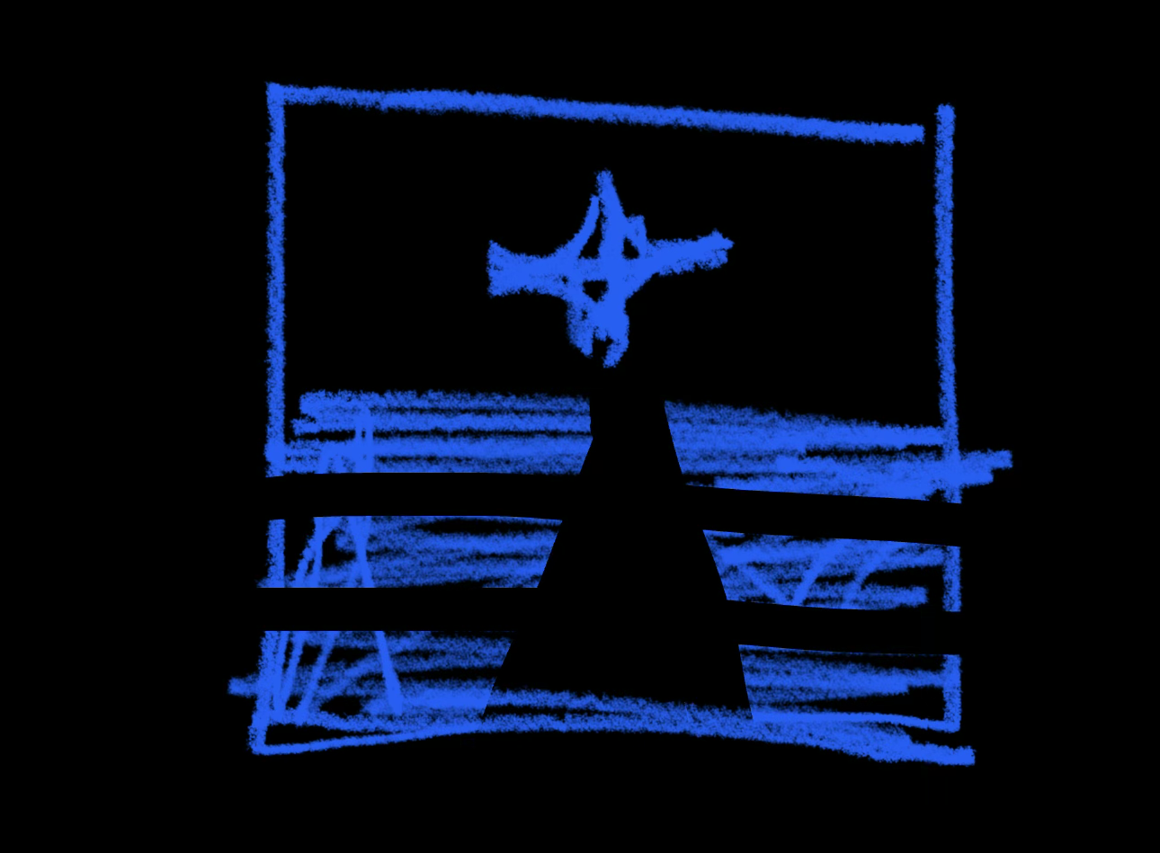 Hand-drawn sketch breaking down logo concept